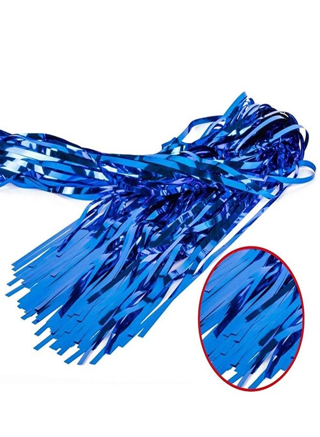 HK balloons Blue Pack of 4 3Ft X 6Ft Tinsel Metallic Backdrop Foil Fringe Curtains Party Stage for Birthday, Anniversary, Marriage and Bachelorette Curtains Party Decoration - Image 4